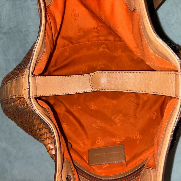 🥃COLE HAAN🥃WOVEN WHISKEY LEATHER SHOULDER BAG 🥃🥃🥃🥃🥃🥃 - Picture 7 of 13